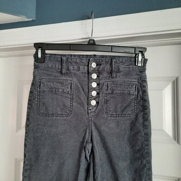 American Eagle Pants Womens 2 Gray Super Hi-Rise Flare Sailor Trouser Boho Cords - Picture 3 of 12
